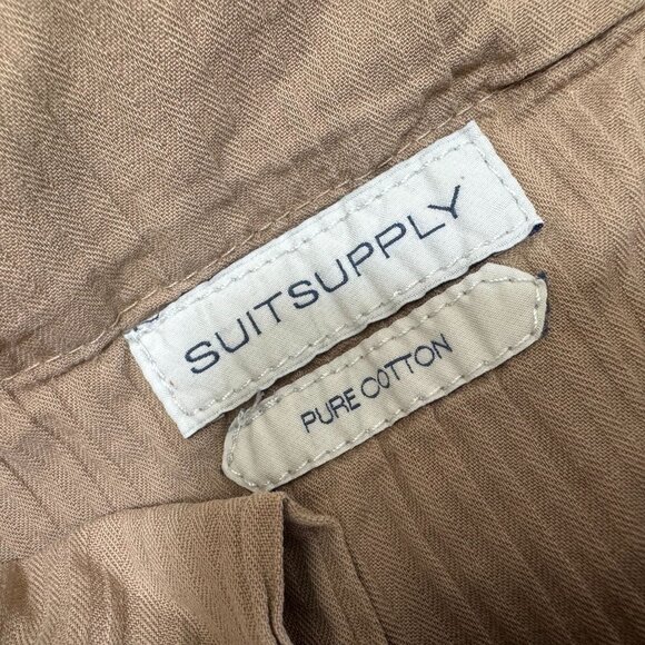 SUITSUPPLY Porto Novo Pants Mens 36x33 Pure Cotton Khaki Chinos Tan Beige - Picture 4 of 10